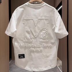 Summer New Trendy Brand Embroidered Letter Short-Sleeve Men's Cool and Stylish Versatile Youth Half-Sleeve Casual T-Shirt Top