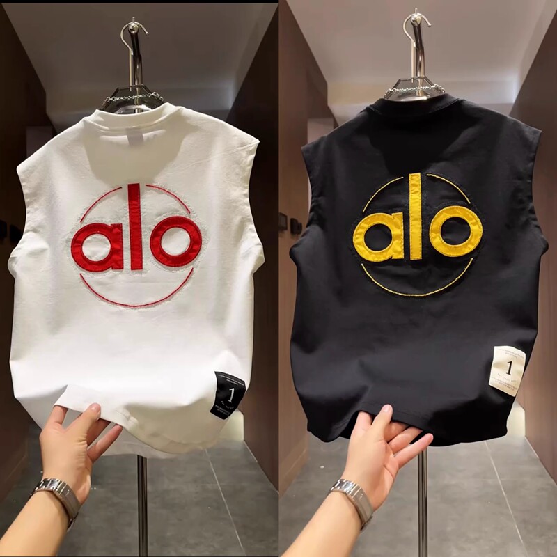 White Summer Vest for Men with 3D Letter Embroidery, Loose Sleeveless Top, Thin and Fashionable Trendy Tank Top