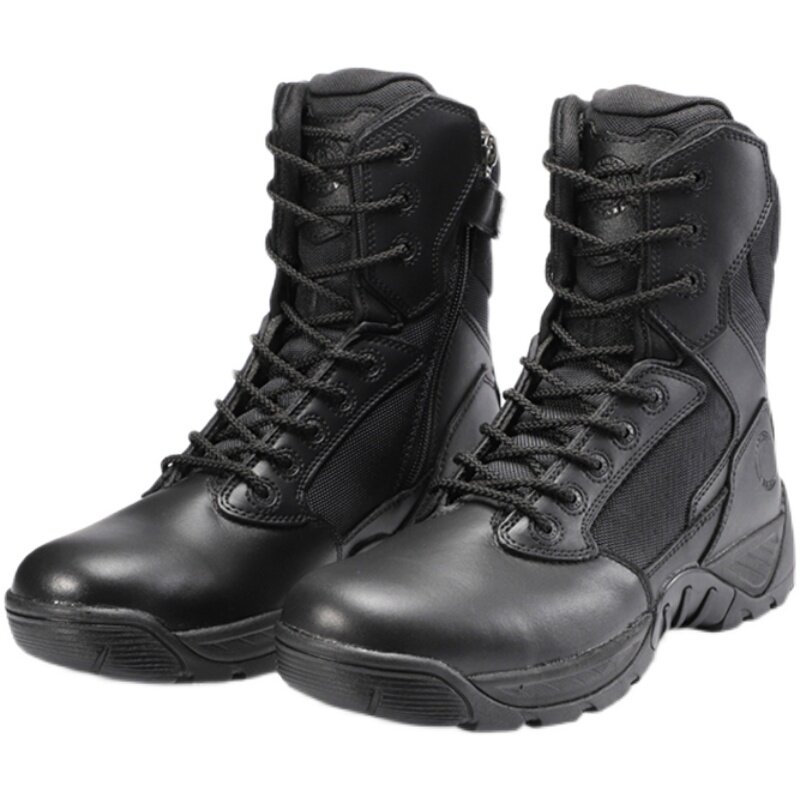 Fall/winter Junlock stab-proof zipper men's and women's tactical boots high barrel comfortable wear-resistant leather training boots 14099 new