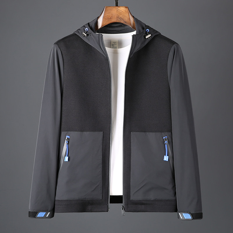 JSBD autumn and winter new high-quality stitching jacket knitting craft fashion casual slim men's hooded jacket