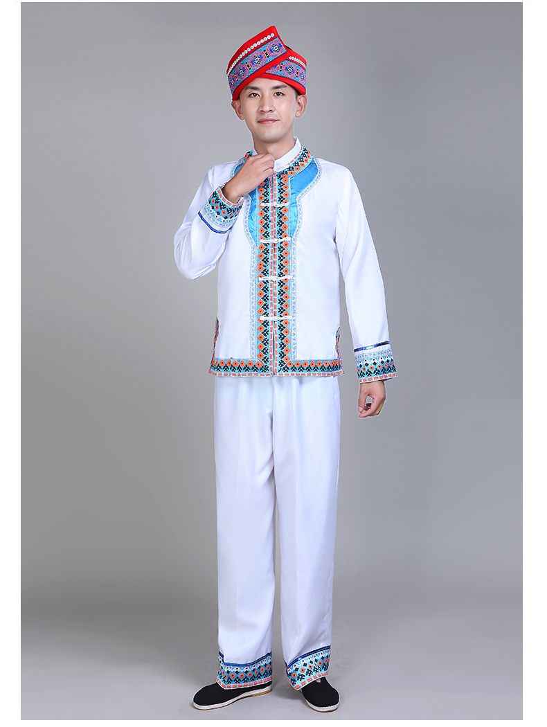 Trang phục Miao mới Vân Nam trang phục múa thiểu số Quảng Tây Zhuang dành cho người lớn Tujia trình diễn trang phục nam quần baggy nam