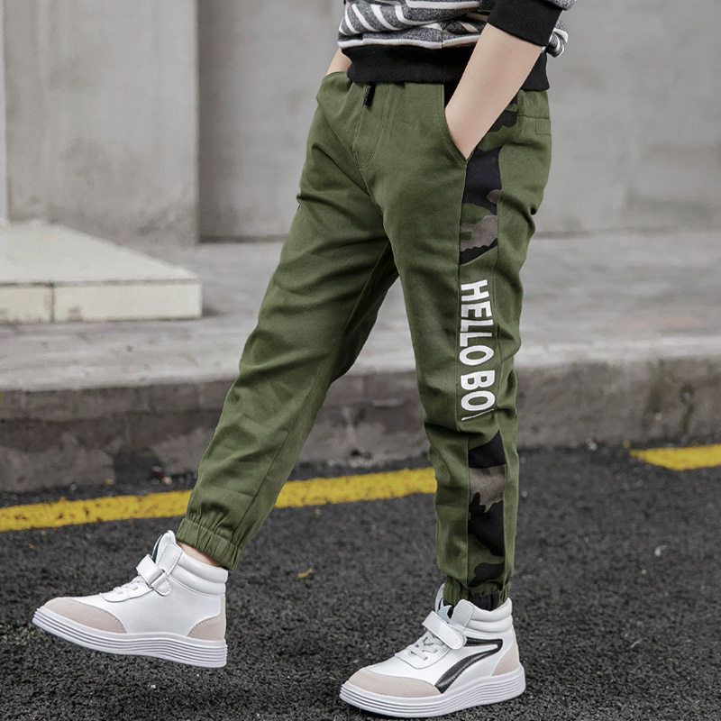 South Korean boy clothing boy casual pants autumn winter new tide CUHK boy splicing bunches foot long pants foreign gas and velvety can't afford the ball-Taobao