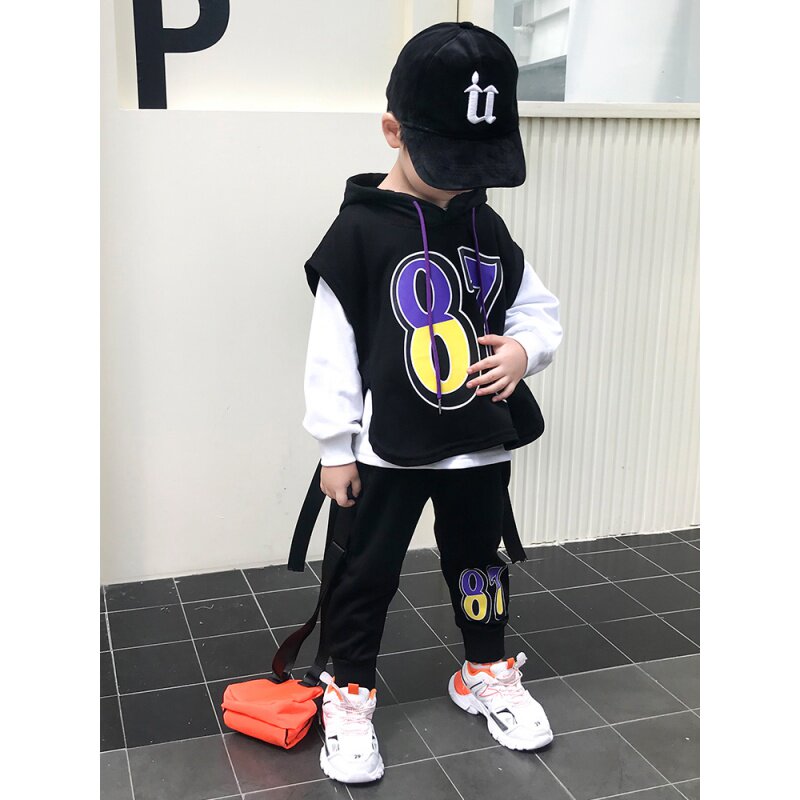 South Korean boy's spring and autumn suit foreign pie 2022 new handsome boy clothes baby children waistcoat three sets ebb