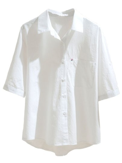 Plus Size White Shirt for Women, Short-Sleeved, New Summer Style, Loose Fit, Slimming Top, Unique Design, Casual Shirt