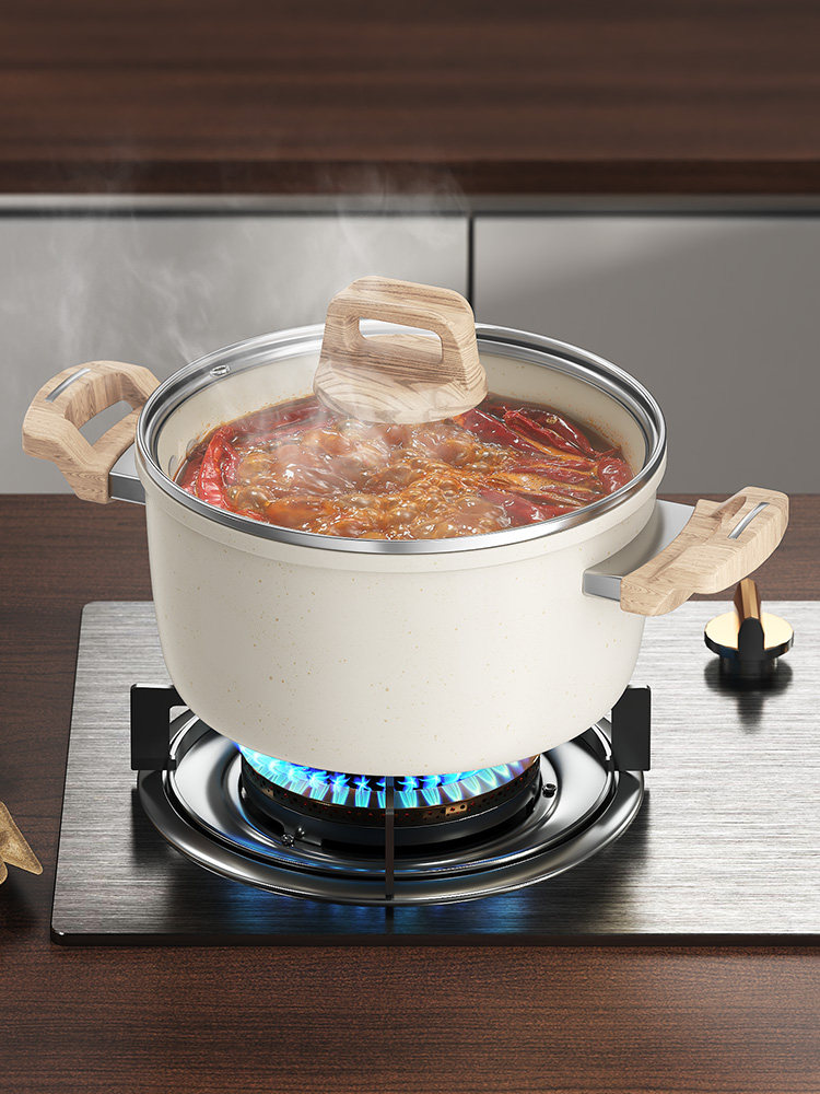Maifan Stone Soup Pot Hot Pot Thickened for Gas Stove and Induction Cooker, New Model with Double Handles, Suitable for Home Use, Non-Stick Pot for Stewing Meat and Cooking Noodles