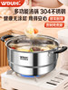 Stainless Steel Soup Pot for Home Use, Thickened Large Capacity Porridge Pot, Steaming and Stewing Pot, Suitable for Gas Stoves and Induction Cookers, Small Steamer