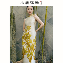Small deer Mya Tulip Original innovative Chinese style Chinese style Jacquard Collection Waist Qipai Qiao Long Dress Bridal Bridal Gown Gown
