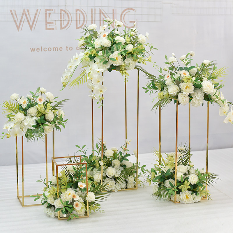 Electroplating Geometric Path Leading Emulation Floral Hotel KTV Shop Car Show Decoration Wedding Arrangement Ground Swing Fake Flowers