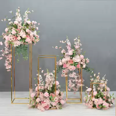 Wedding props high-grade electroplating geometric Road introduction simulation flower decoration Hotel ktv jewelry store gold shop window decoration