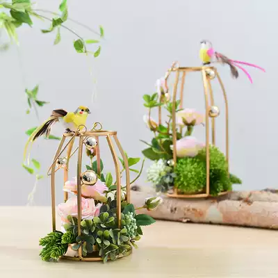 Pastoral simulation flower fresh bird cage decoration decoration Home decoration photography window display silk floral set