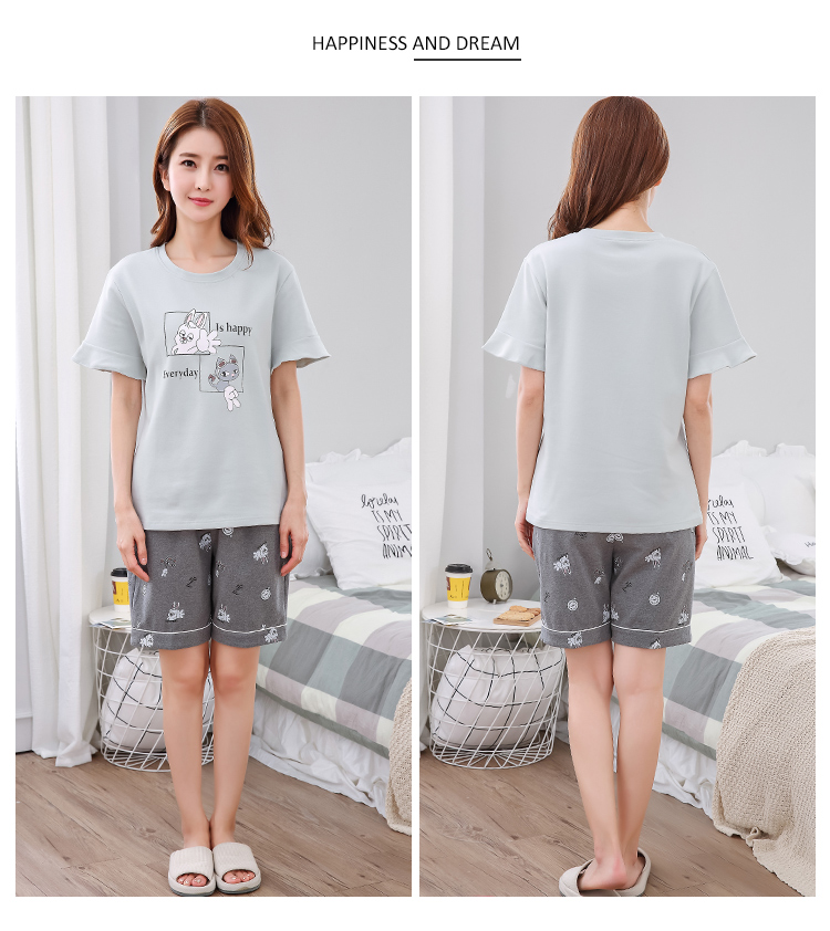 Bộ đồ ngủ mùa hè cho nam đôi cotton ngắn tay nữ phiên bản Hàn Quốc đồ bộ mặc nhà cao cấp