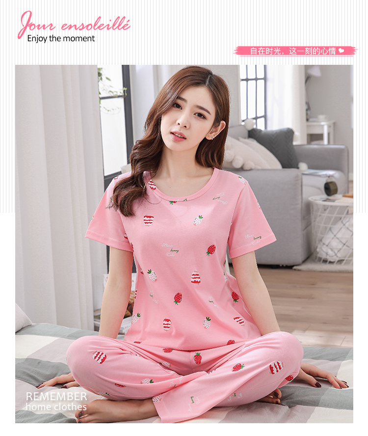 Quần tây ngắn tay đồ ngủ phụ nữ mùa hè cotton mùa xuân và mùa hè mới dễ thương phù hợp với dịch vụ nhà hoạt hình có thể được mặc bộ đồ khủng long
