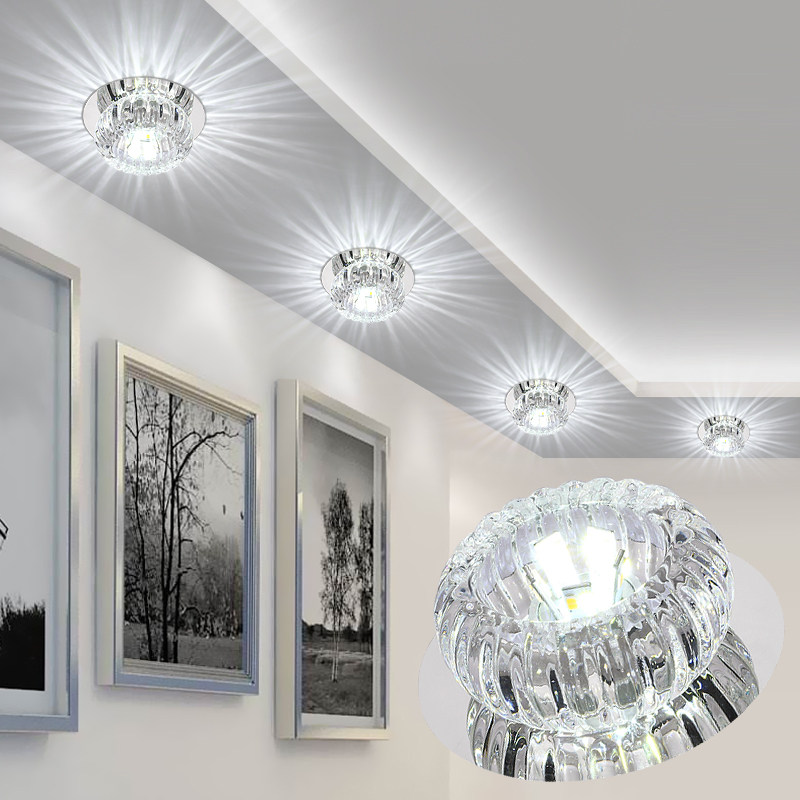 Crystal Spotlight LED Ceiling Light Living Room Embedded Colorful Downlight Walkway Light Corridor Light Entrance Home Hole Light