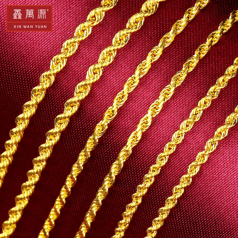 Xin Wanyuan gold necklace with male and female section 9999 foot gold pure gold solid vegetarian chain couple fashion lock bone chain gold necklace