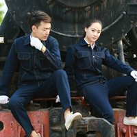 Quần yếm hàn denim phù hợp với thợ hàn nam mùa thu và mùa đông cotton chống vảy dày mặc quần áo bảo hộ lao động thợ điện bảo vệ quần áo quần áo nam hàng hiệu