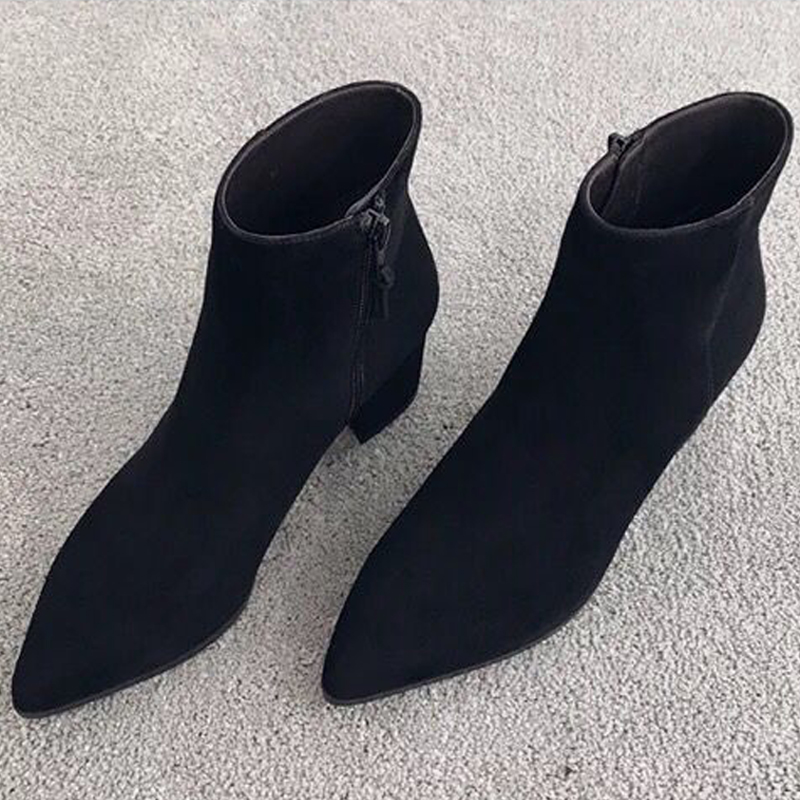 Short boots women's spring and autumn single boots 2021 new British style thick heel matte pointed boots high heel Martin boots and bare boots