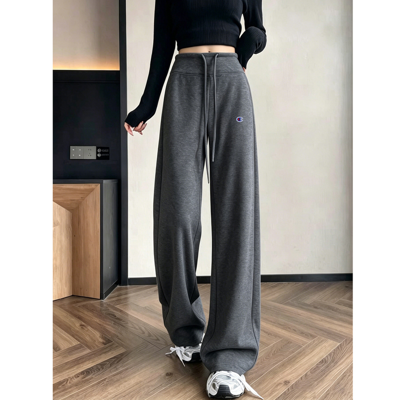 Japanese Style Champion Brand Slim Wide-Leg Pants for Women, Autumn Straight-Leg Sweatpants, Slimming 2026 Autumn and Winter New Flared Pants
