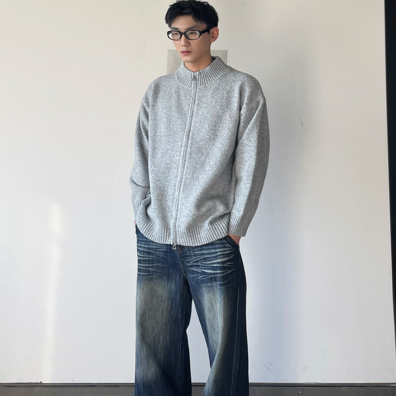 Tuimao "Wang Anyu's Style" Wool Blend American Texture Cardigan Sweater High-End Knitwear Jacket