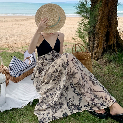 Пляжное платье, сексуальная длинная юбка для путешествий, Таиланд, V-образный вырез