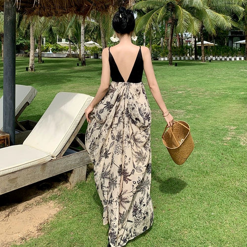 Пляжное платье, сексуальная длинная юбка для путешествий, Таиланд, V-образный вырез
