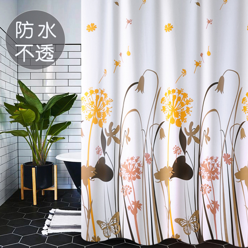 Powder room waterproof shower curtain cloth Japanese partition hanging curtain Bathroom free punch set mildew shower curtain Door curtain
