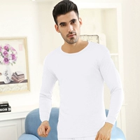 Đàn ông trung niên và già nhung sang trọng cộng với áo nhung chạm đáy với đồ lót cashmere lông cừu trắng hàng đầu quần áo mỏng mùa thu nam áo lót nam basic