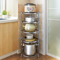 Kitchen shelf stainless steel pot rack triangular multi-function floor fan-shaped multi-layer corner household storage rack