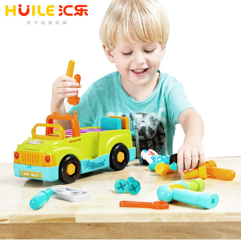 Tandem Music Dismantling Tools Truck Children Repair Toy Baby Puzzle Boy Detachable Electric Knock-down Engineering Car