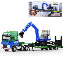 Cadiwei alloy transporter Model 1:50 flatbed trailer with bulldozer semi-trailer truck toy model