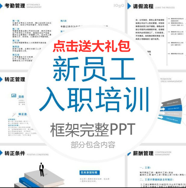 New Employee Onboarding Training ppt Template Complete Content Company Manual Corporate Culture Attendance Compensation Management