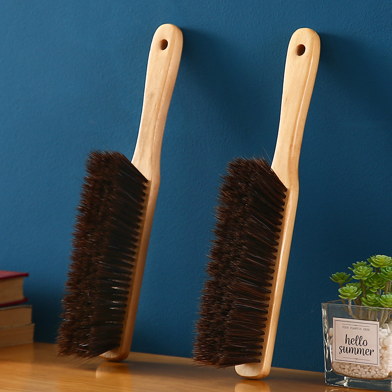 Lotus wood bed brush soft hair dust brush bed cleaning brush long handle sweep kang broom home bedroom sweep bed brush artifact