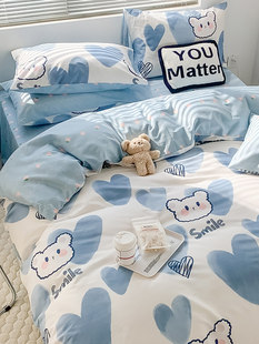 Cute cotton bedspread, children's duvet cover, sheet, cartoon set, 3 piece set, 4 piece set, suitable for spring and autumn
