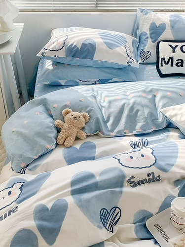 Милое хлопковое покрывало, детский пододеяльник, простыня, хлопковый мультяшный комплект, 3 предмета, 4 предмета