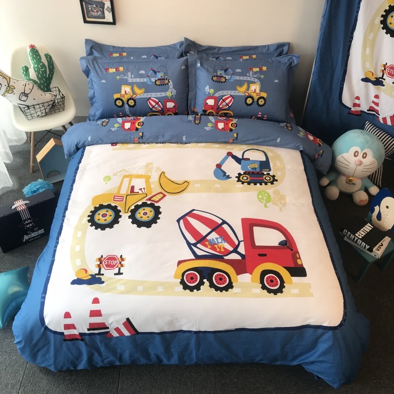 Small car Cartoon thickened grinding of four sets of all-cotton pure cotton Children boy's bed Bedding Bed for Gasawara Three Sets