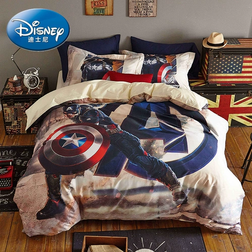 Оригинальный хлопковый комплект, детская мультяшная простыня, милый пододеяльник для мальчиков, США, 4 предмета, постельные принадлежности