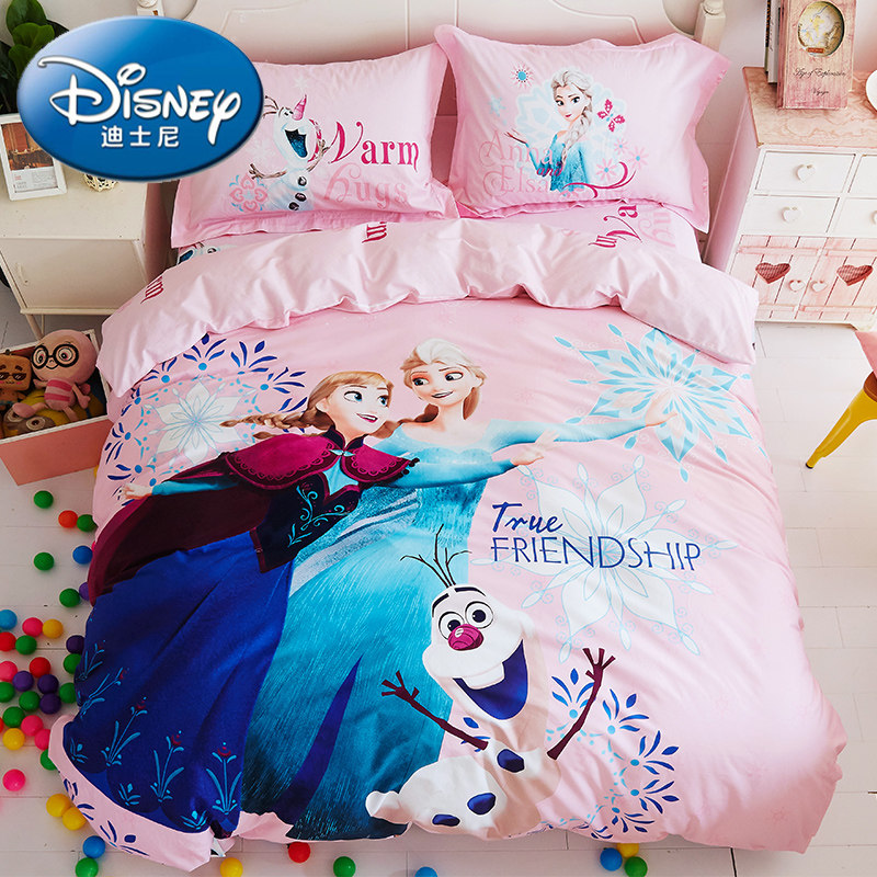 Ice Chic Edge Pure Cotton Cartoon Four Pieces All Cotton Esha Princess Quilt Cover Bed Linen Children's Bed Accessories Three Sets