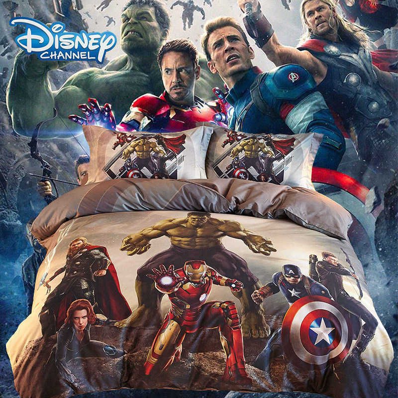 Genuine American Captain Four Pieces Of Pure Cotton Steelman Children Cartoon Linen Quilt Cover All-cotton Boy Cute Bed