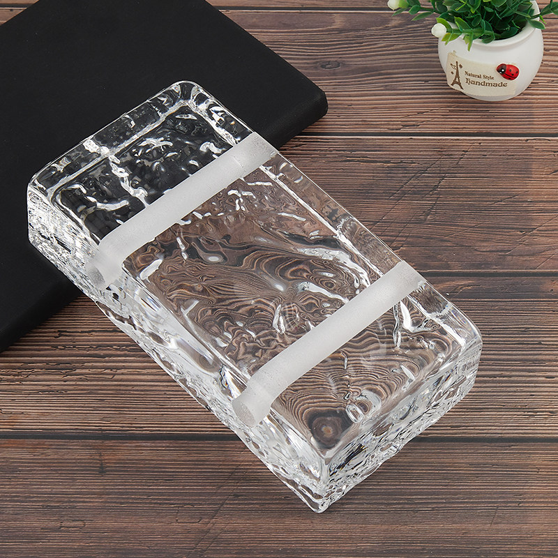 Glass Brick Ice Tattoo Vertical Hole Brick Transparent Square Glass Partition Wall Crystal Brick Bar light permeable curtain wall View wall