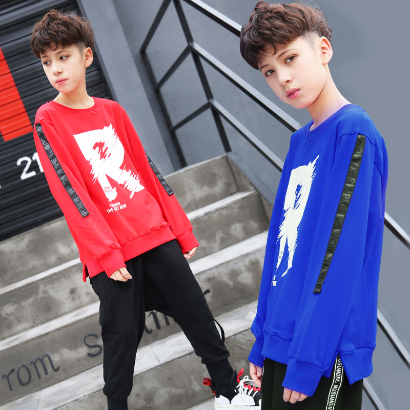 2023 new CUHK male children's spring dress long sleeves T-shirt children's hooded undershirt Chinese-Korean version round collar blouses-Taobao