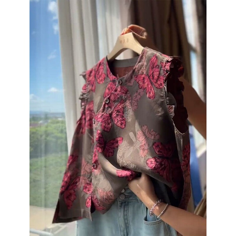 2025 Summer New Style New Chinese Style National Trend Top Young Style Retro Improved Tang Suit Light Luxury High-End Blouse 2025 Summer New Style New Chinese Style National Trend Top Young Style Retro Improved Tang Suit Light Luxury High-End Blouse