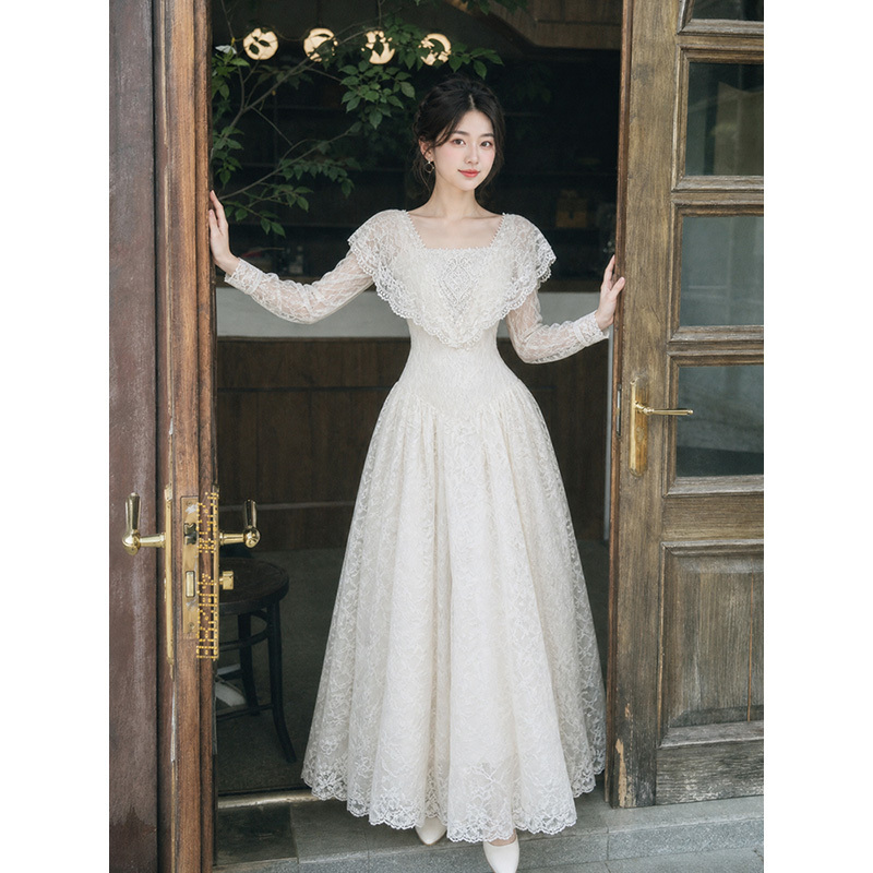 French Lace Bridal Forest-Style Light Wedding Dress, Super Fairy-Like, Sweet, Retro, Niche, Simple, Going-Out Dress, Banquet Engagement Dress French Lace Bridal Forest-Style Light Wedding Dress, Super Fairy-Like, Sweet, Retro, Niche, Simple, Going-Out Dress, Banquet Engagement Dress