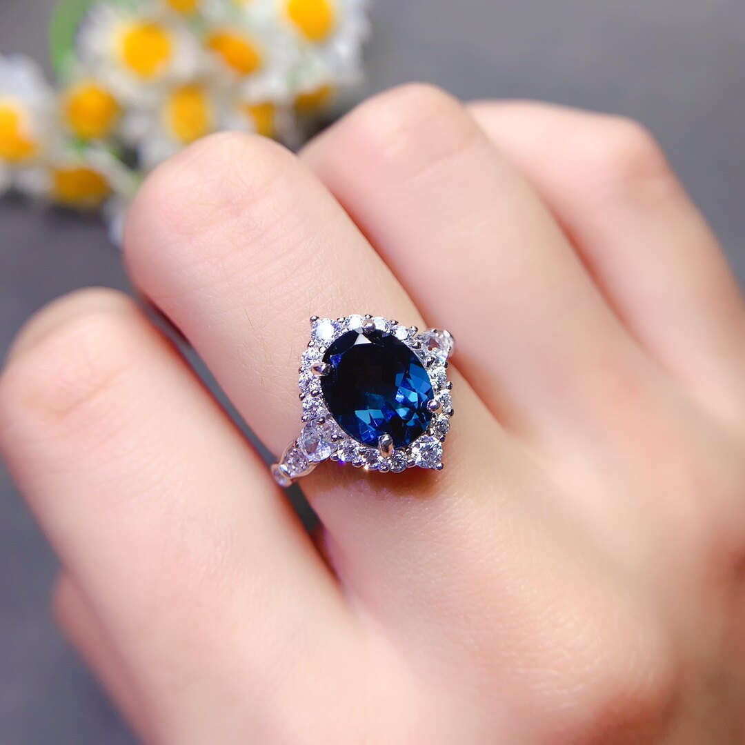 London Blue Topaz Ring Pure Body High Quality