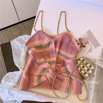 Guangzhou Thirteen Lines Explosive Cutting Standard Single Tail Single Stripe Knitted Camisole Female Summer Sexy Sweet Spicy Tube Top