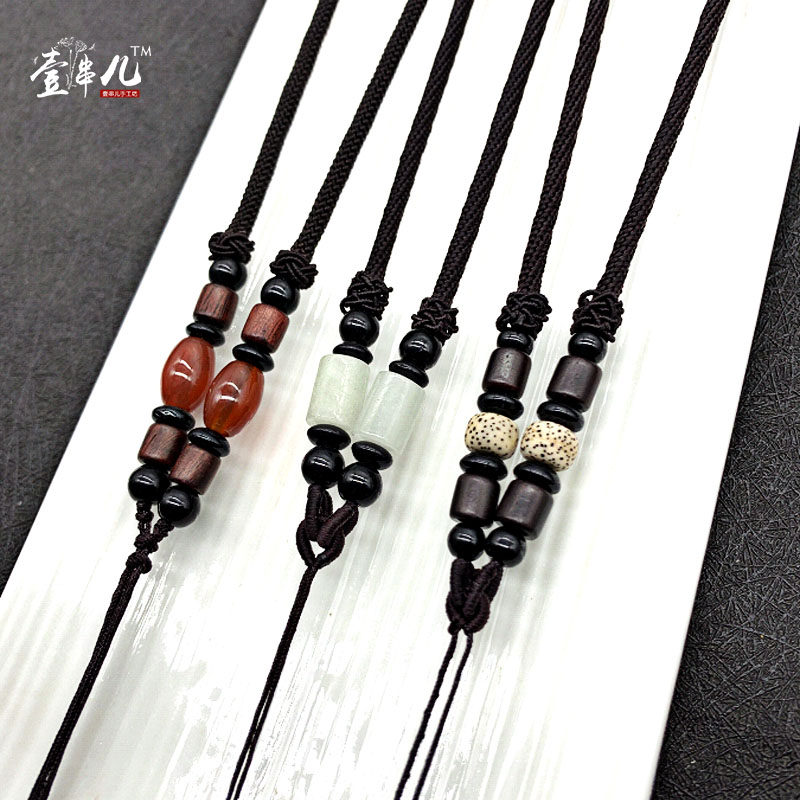 High-grade pendant lanyard men's and women's sweater necklace rope jade pendant obsidian jade bodhi hand-woven long version