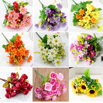 Small daisy fake flower emulation flower bouquet plastic flower small to make flower rose silk bouquet flower dried flower home furnishing field decoration