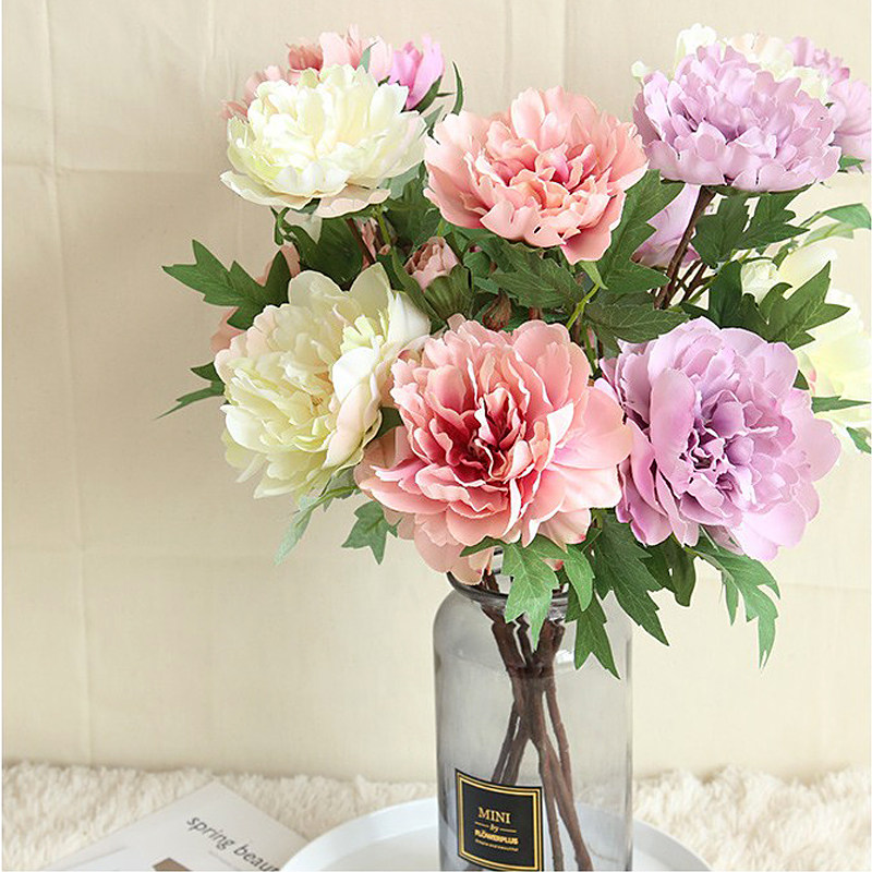 Single peony flower simulation flower vase flower vase flower flower flower arrangement home decoration background wall wedding road leading brides to hold flowers