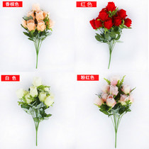 Simulation rose bouquet fake flower silk flower living room coffee table decoration flower Bride hand bouquet Wedding floral art 10 roses