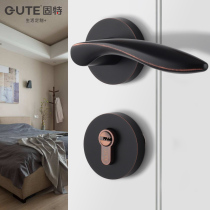 Gute door lock indoor bedroom door lock American black wooden door lock toilet door handle silent split lock