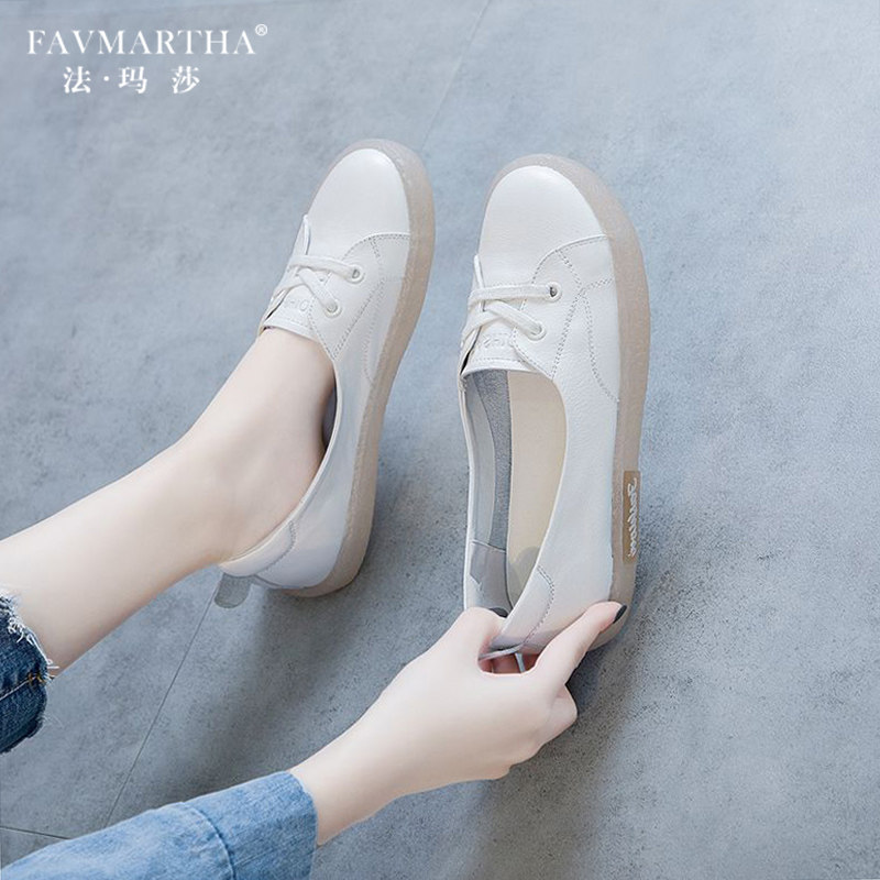 High-end white shoes soft-soled women's 2022 new bag shoes lightweight Korean version breathable slip-on leather flat loafers