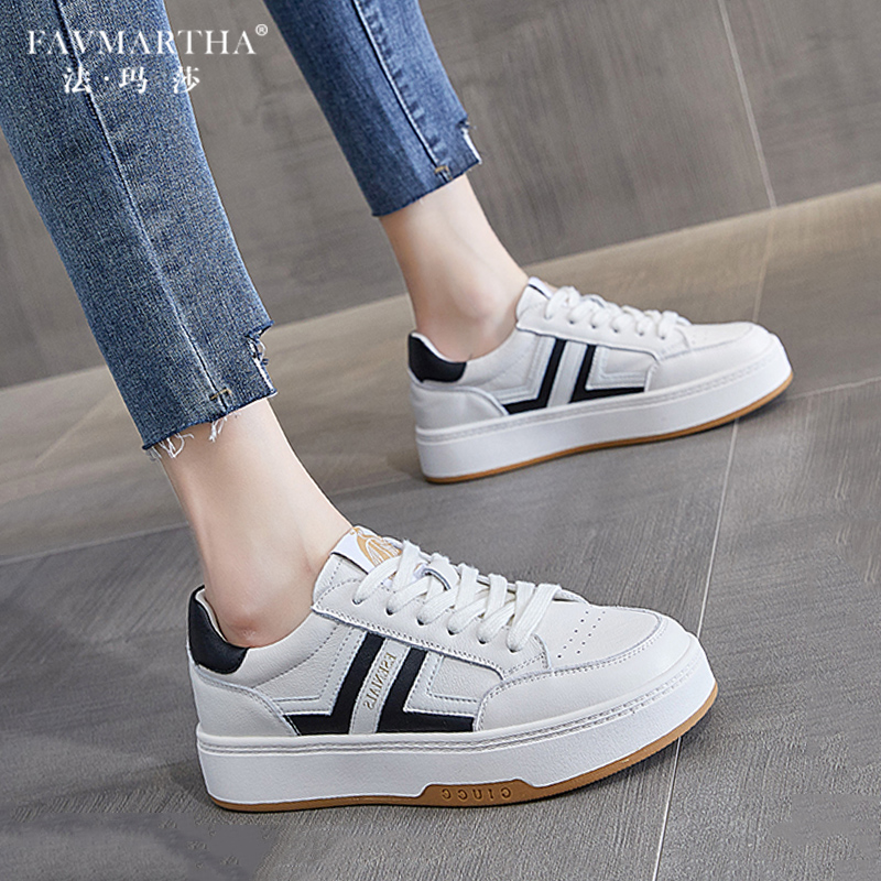 Famasha light luxury sports leather shoes women's 2022 new women's shoes thick bottom all-match fashion casual small white shoes women